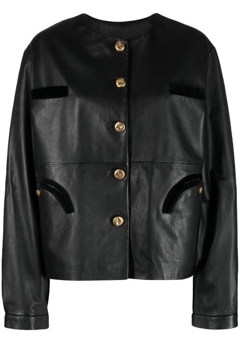 Black single-breasted leather jacket Blazé Milano - women